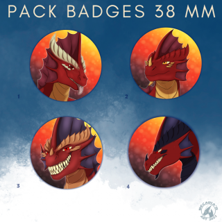 Lot Badges Dragon 38mm