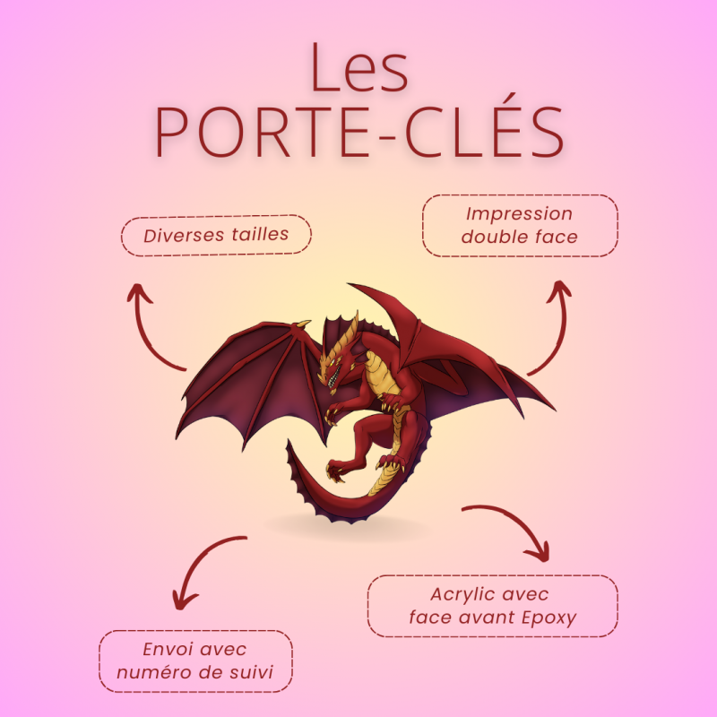 Porte-clé petit dragon rouge