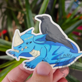 Sticker Blue Dragon & Crow