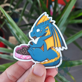 Sticker dragon gourmand et boite de chocolat