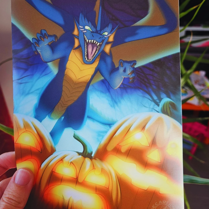 A5 Dragon and Pumpkins print