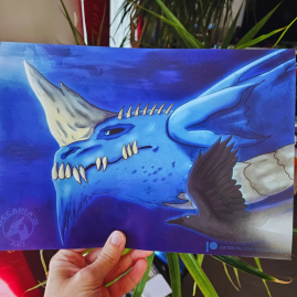 A4 Print - Blue Dragon & Crow