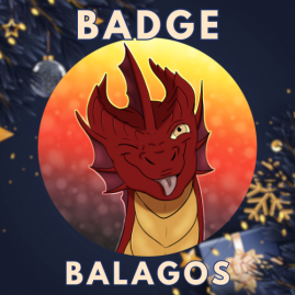 Badge dragon rouge qui tire la langue