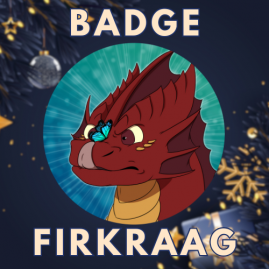 Red dragon badge with butterfly on nose