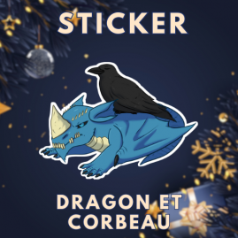 Sticker Blue Dragon & Crow