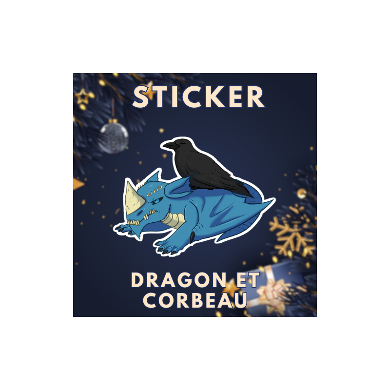 Sticker Blue Dragon & Crow