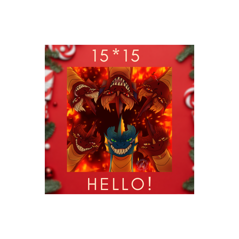 Dragon Print  Square - "Hello!"