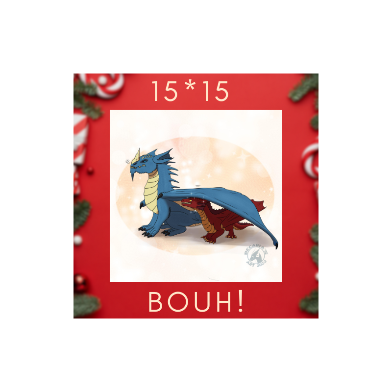 Dragons Print Square - "Bouh!"