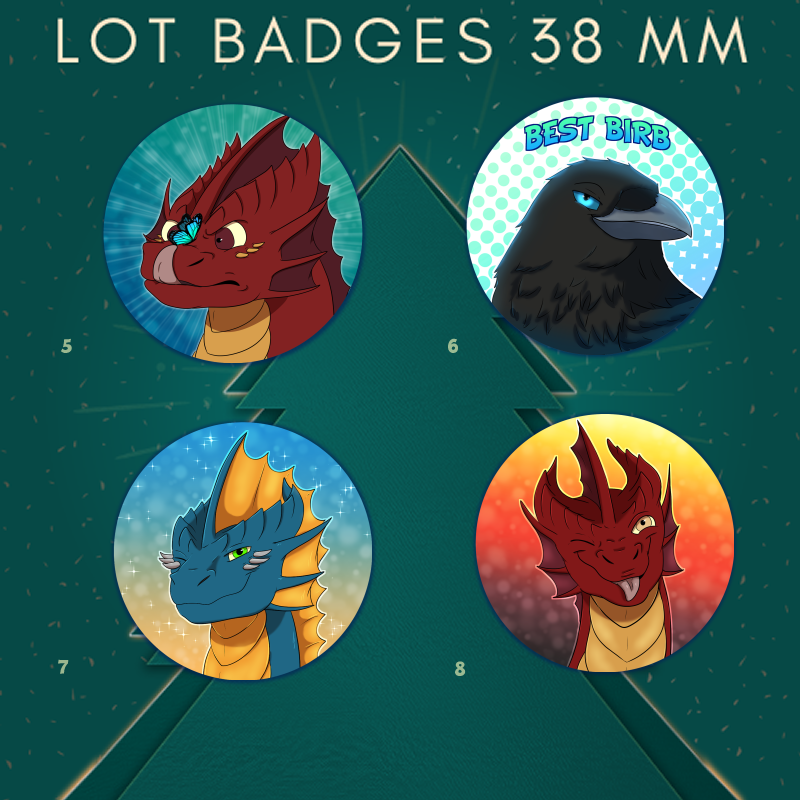 Lot Badges Dragon 38mm