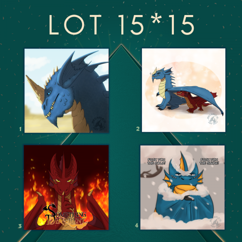 Lot Illustrations Carré Dragons