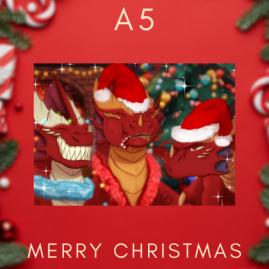 A5 Print - Red Dragons Merry Christmas