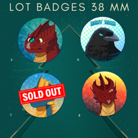 Set of 38mm Dragon Badges