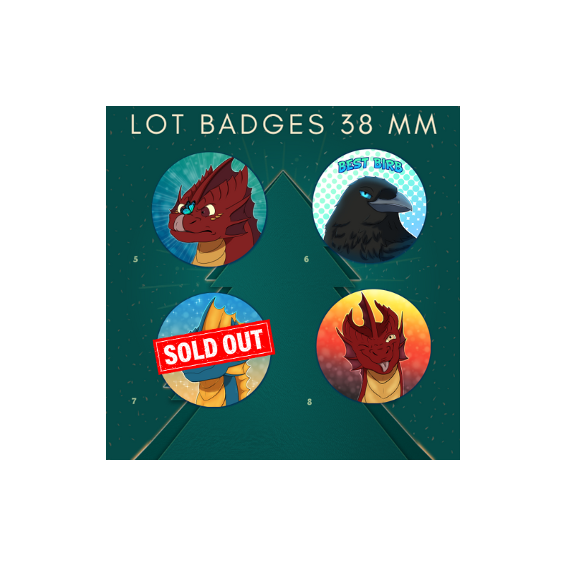 Lot Badges Dragon 38mm