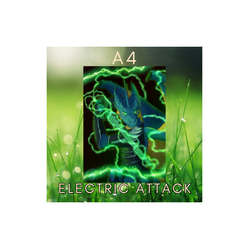 Illustration A4 Dragon Electric Attack
