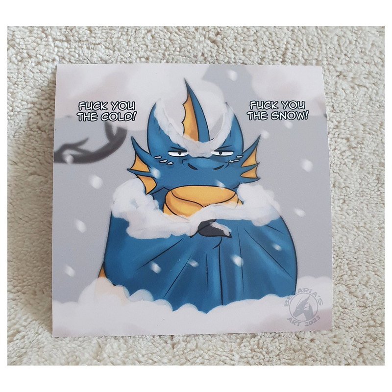 Dragon Print Square - "I hate snow!"